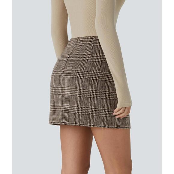 NWT Halara High Waisted 2-in-1 Pocket Houndstooth Plaid Mini Casual Skirt S - Picture 3 of 12